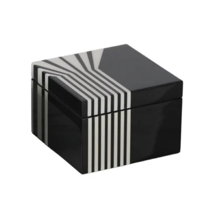 Wooden Rectangle Black and White Storage Box